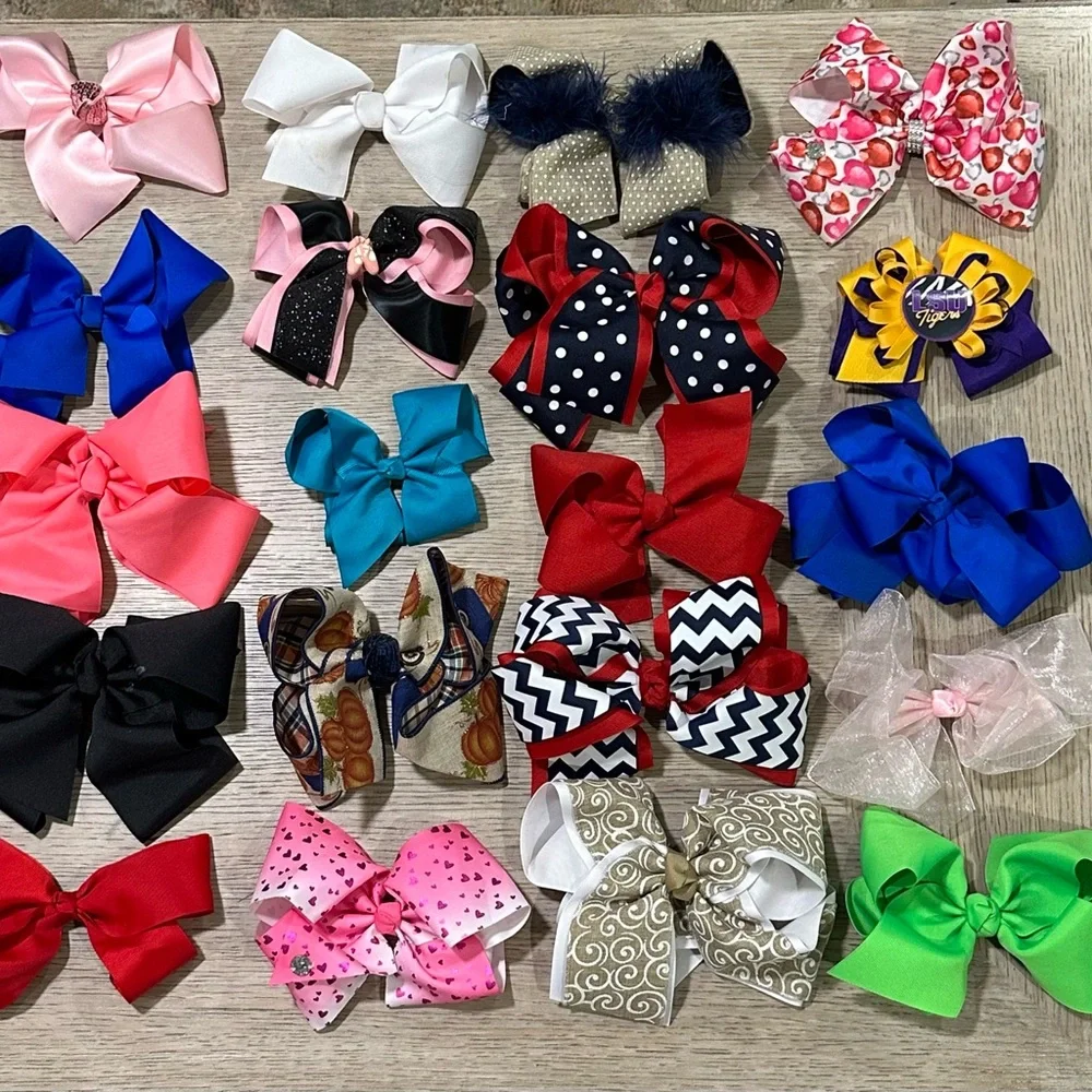 Blue and Orange Pumpkin Print Hair Bow- bundle 2+ & save on shipping costs